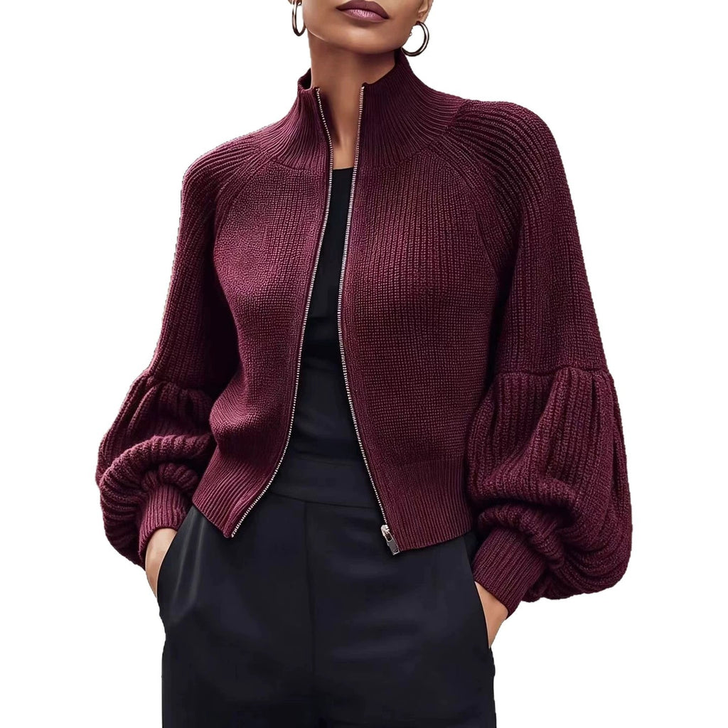 Women's soft lantern-sleeve sweater - Soft and textured