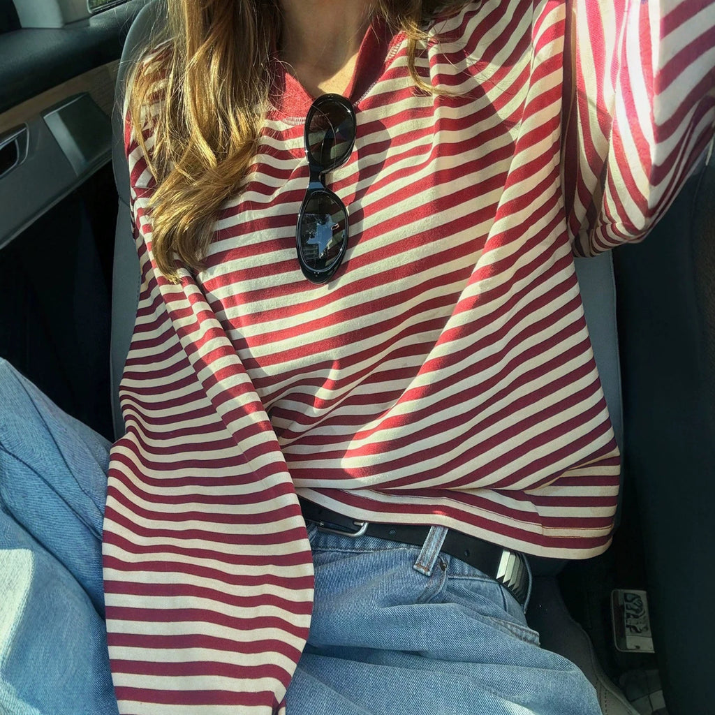 Top Donna a Righe Color Block Retrò – Stile Casual con Vestibilità Morbida