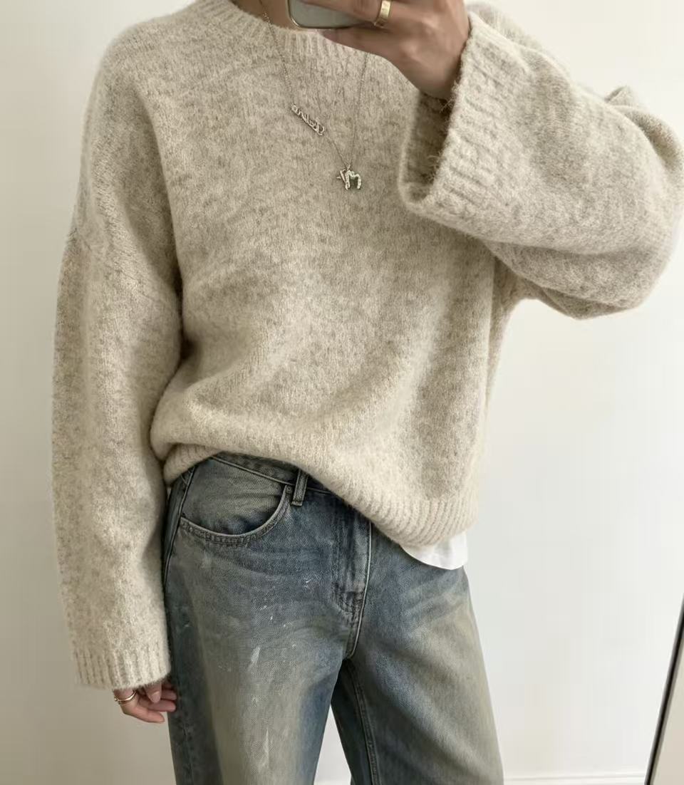 Maglione donna ampio tinta unita in maglia - Morbido e facile da indossare