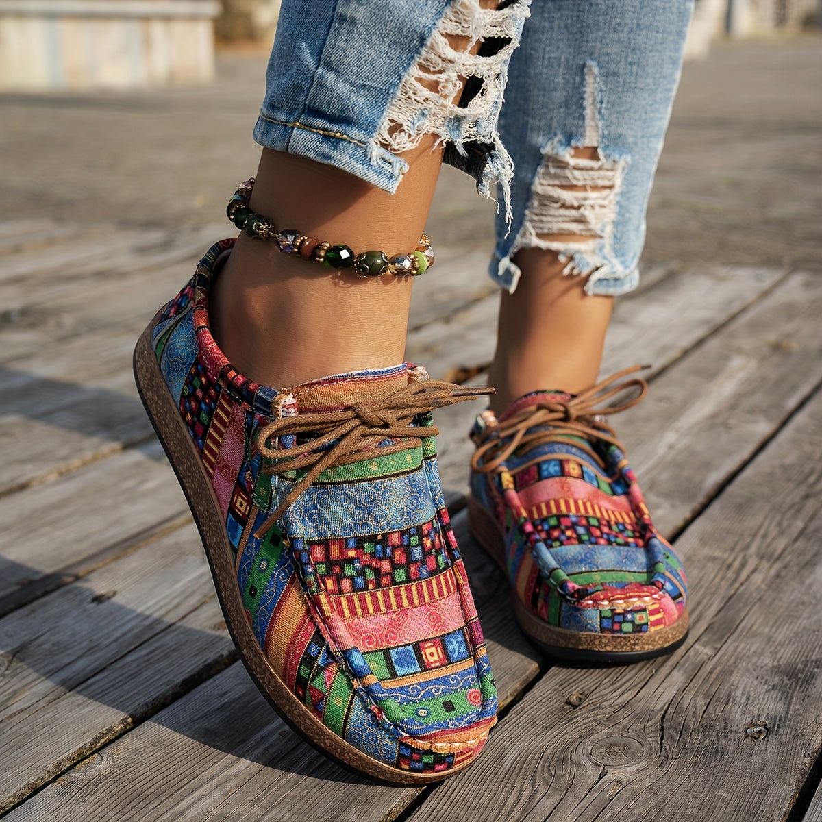 Sneakers Comode con Patchwork Vivace – Calzature Eleganti per Tutti i Giorni