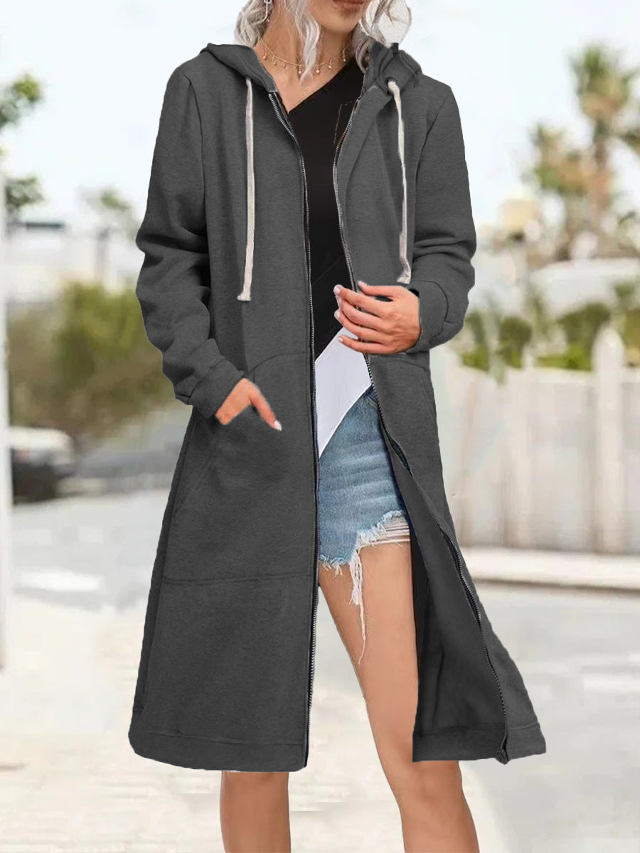 Cardigan oversize multicolor de mujer con cremallera y capucha suave