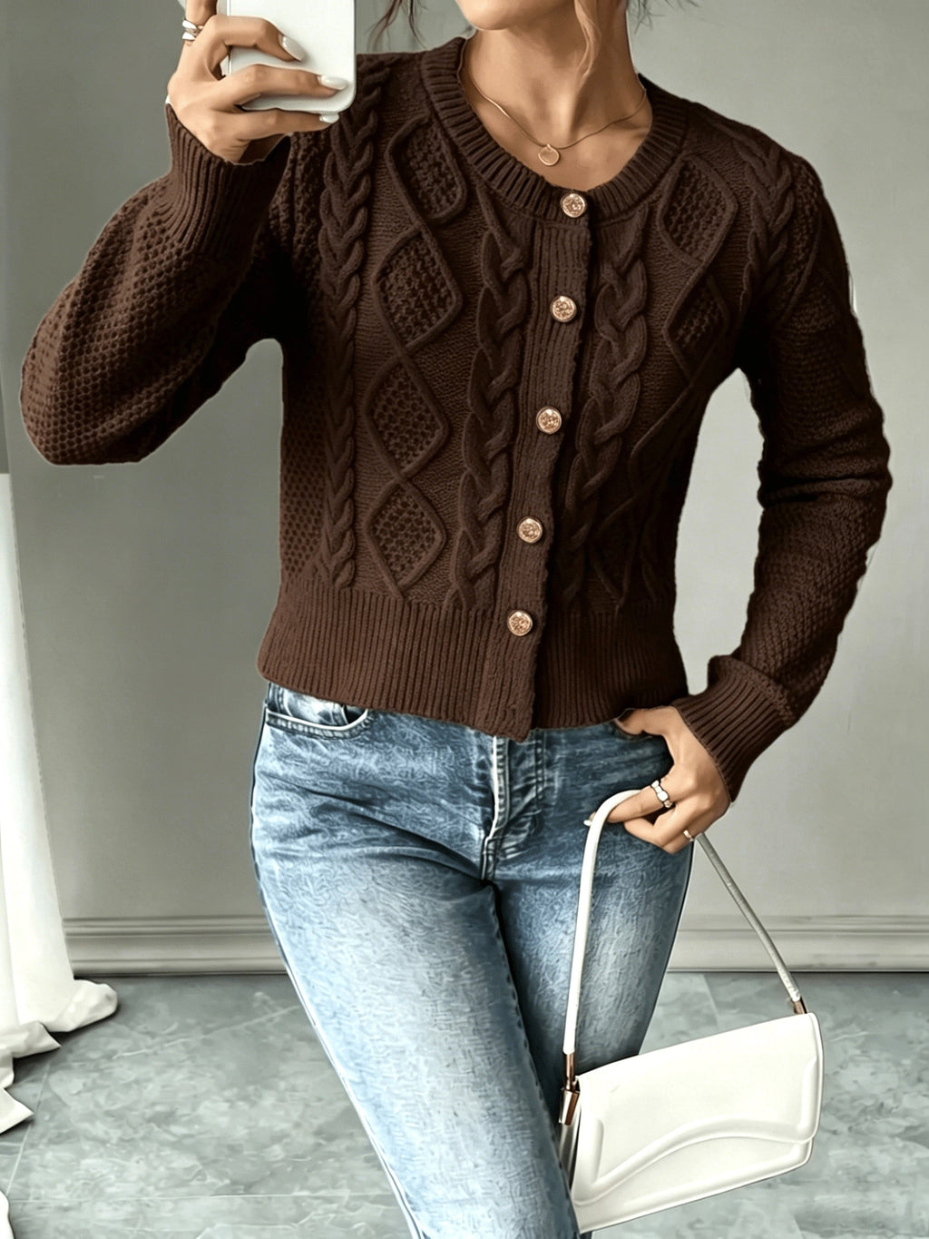 Cardigan pour femme torsadé avec boutons - Élégant et doux