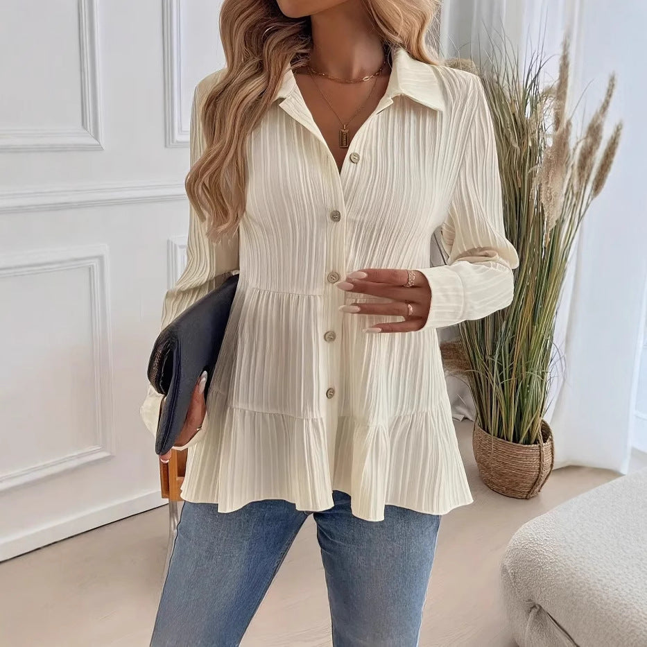 Blusa a maniche lunghe in cotone e poliestere | Ideale per l'autunno