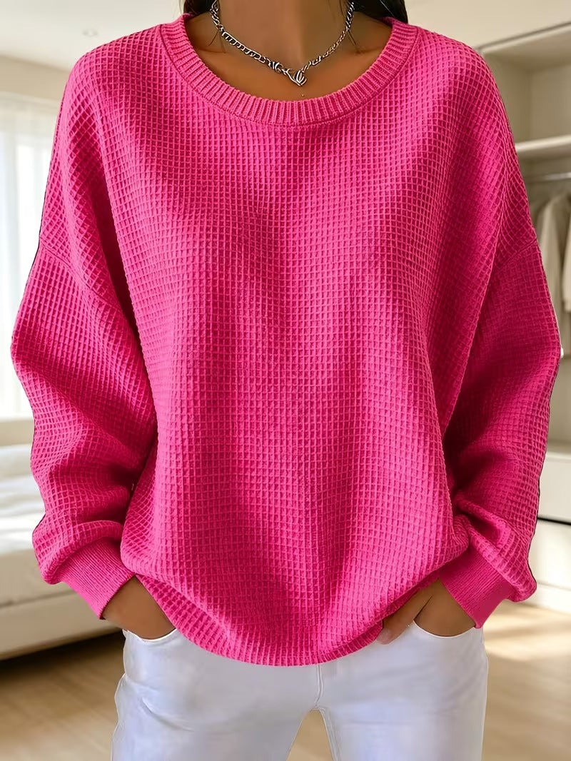 Sweat-shirt femme en patchwork gaufré - Doux et décontracté