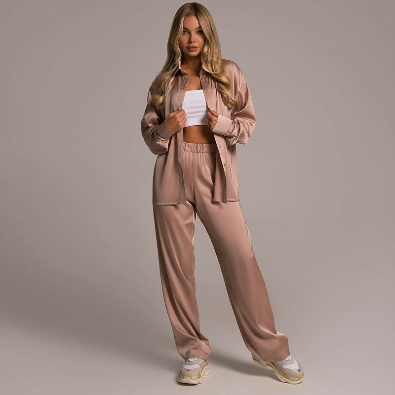 Completo in raso da donna - Top con pantaloni