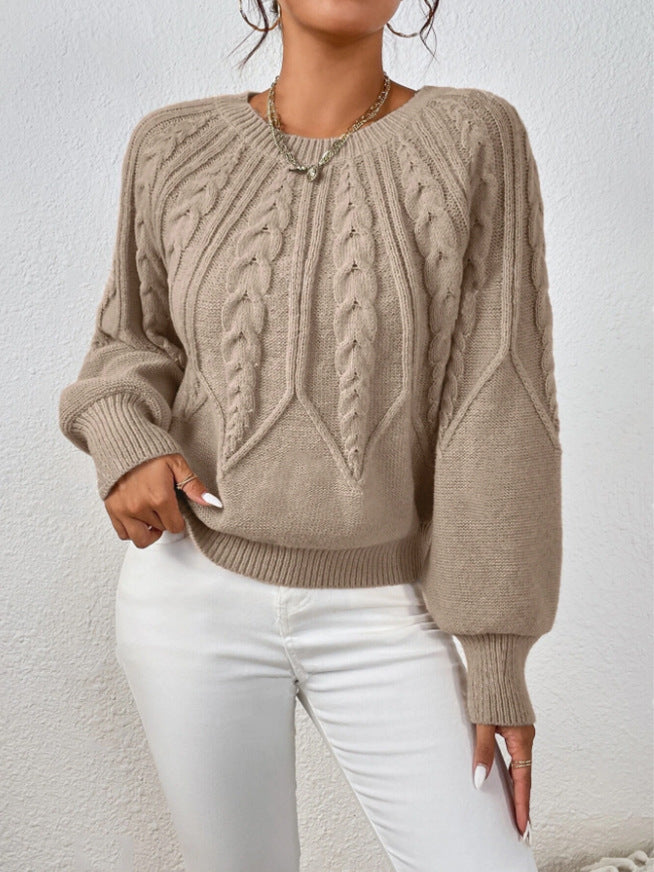 Suéter de mujer de cuello redondo con textura - Suave y versátil