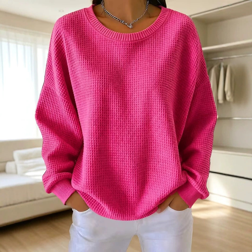 Sweat-shirt femme en patchwork gaufré - Doux et décontracté