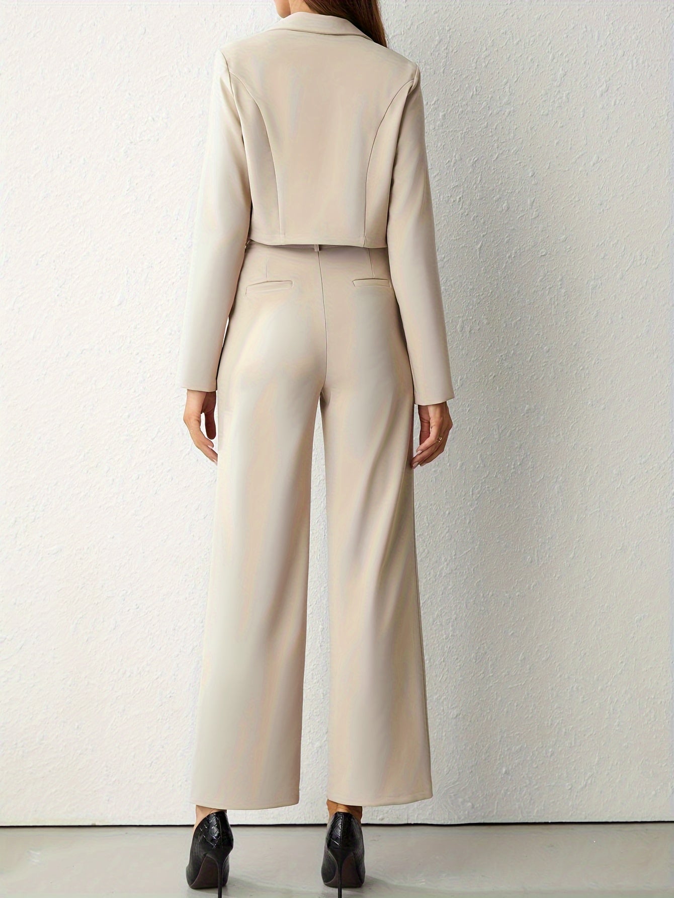 Donna formale  beige blazer e pantaloni gamba tesa Impostato - Classico, Elegante