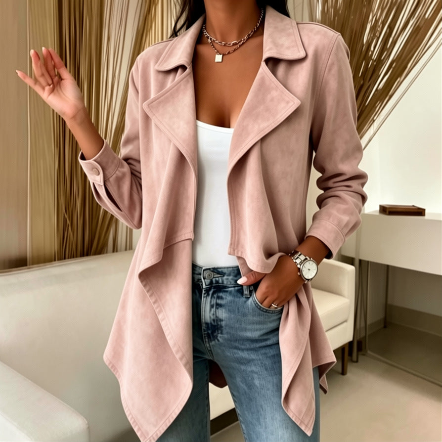Veste mi-longue effet suède - Douce et élégante