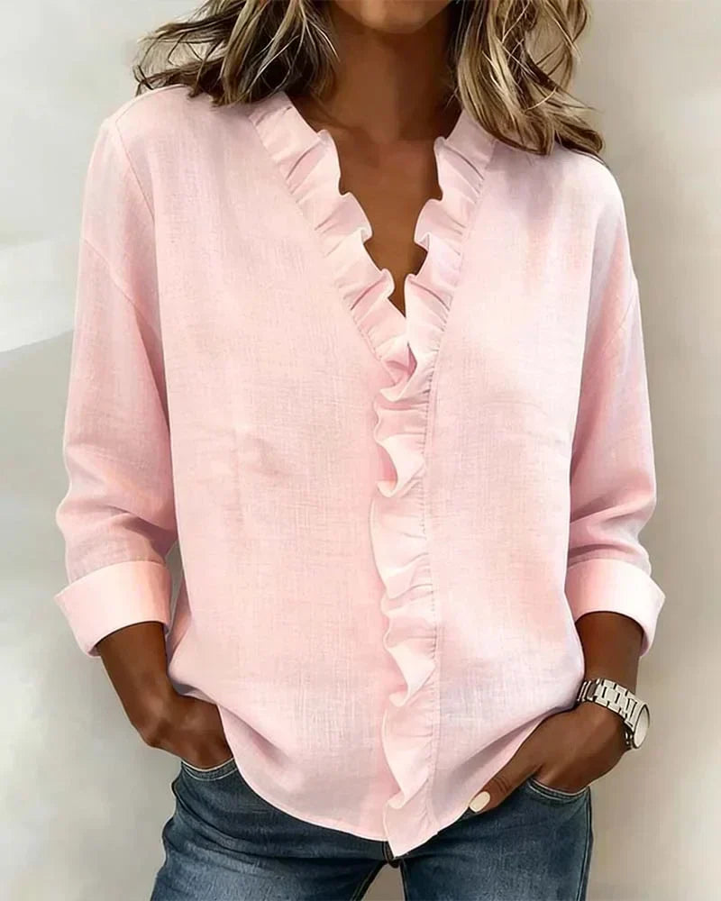 Lightweight women's blouse with a V-neck - Flowing and elegant