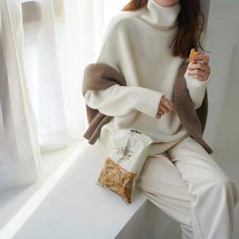 Maglione dolcevita comodo da donna – Elegante maglia ampia