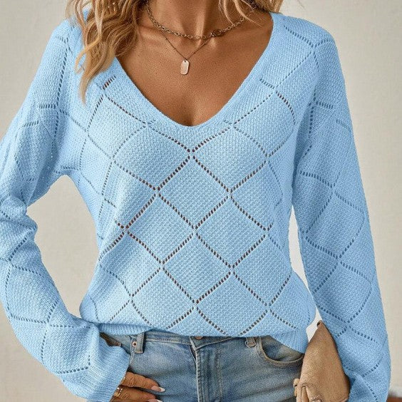 Solid-color sweater with puff sleeves - Soft and feminine