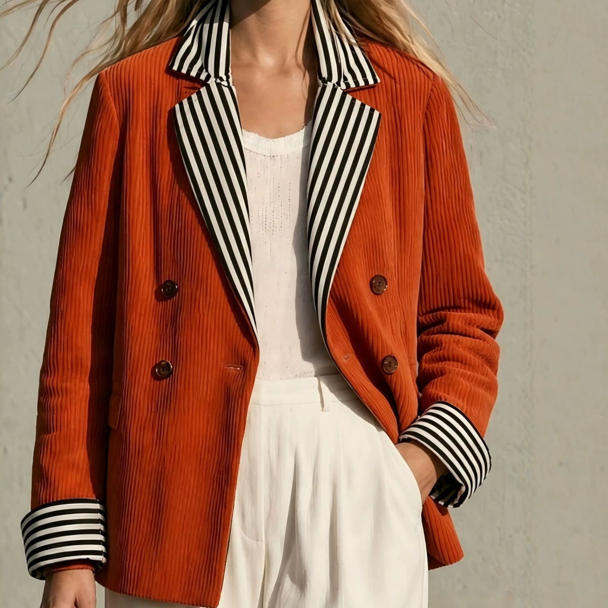 Colorblock-jakke til kvinder i orange – Retro og original