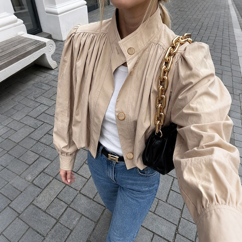 Veste femme à revers froncés - Chic et féminine