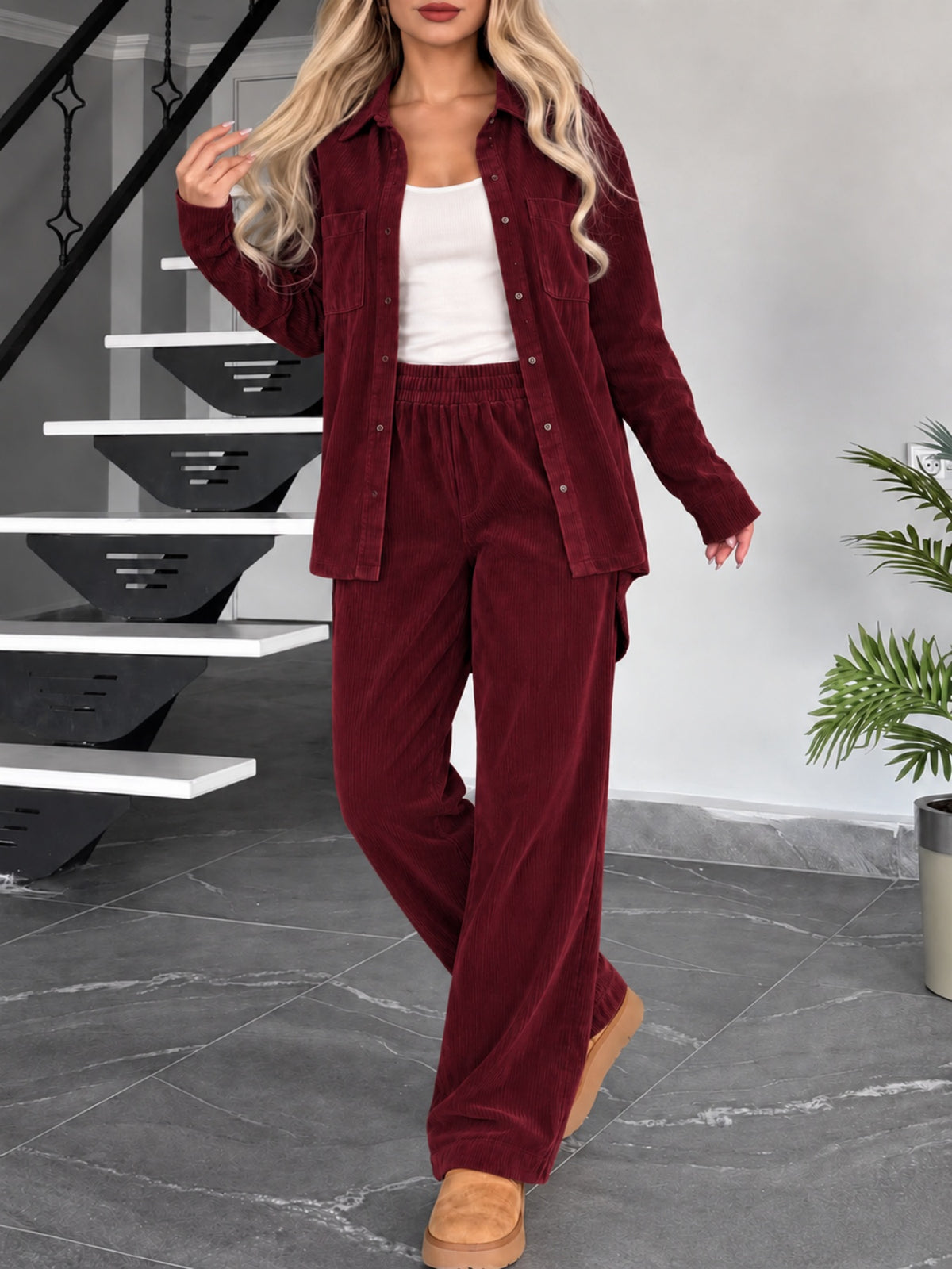Ensemble décontracté deux pièces pour femme – Simple et confortable
