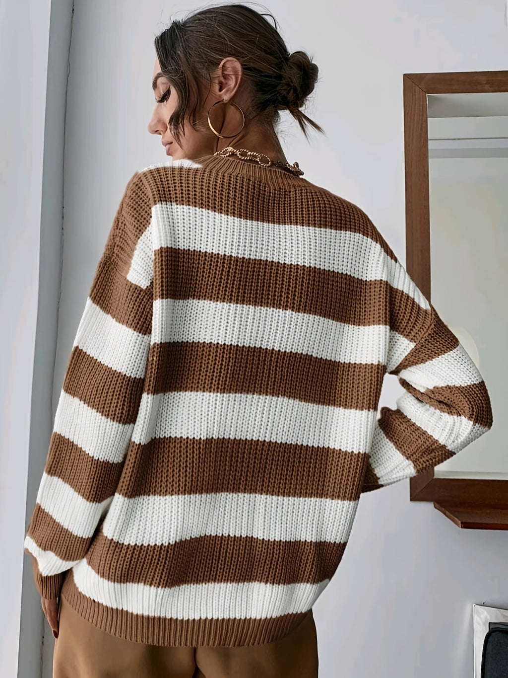 Maglione rigato donna rilassato - Morbido e facile