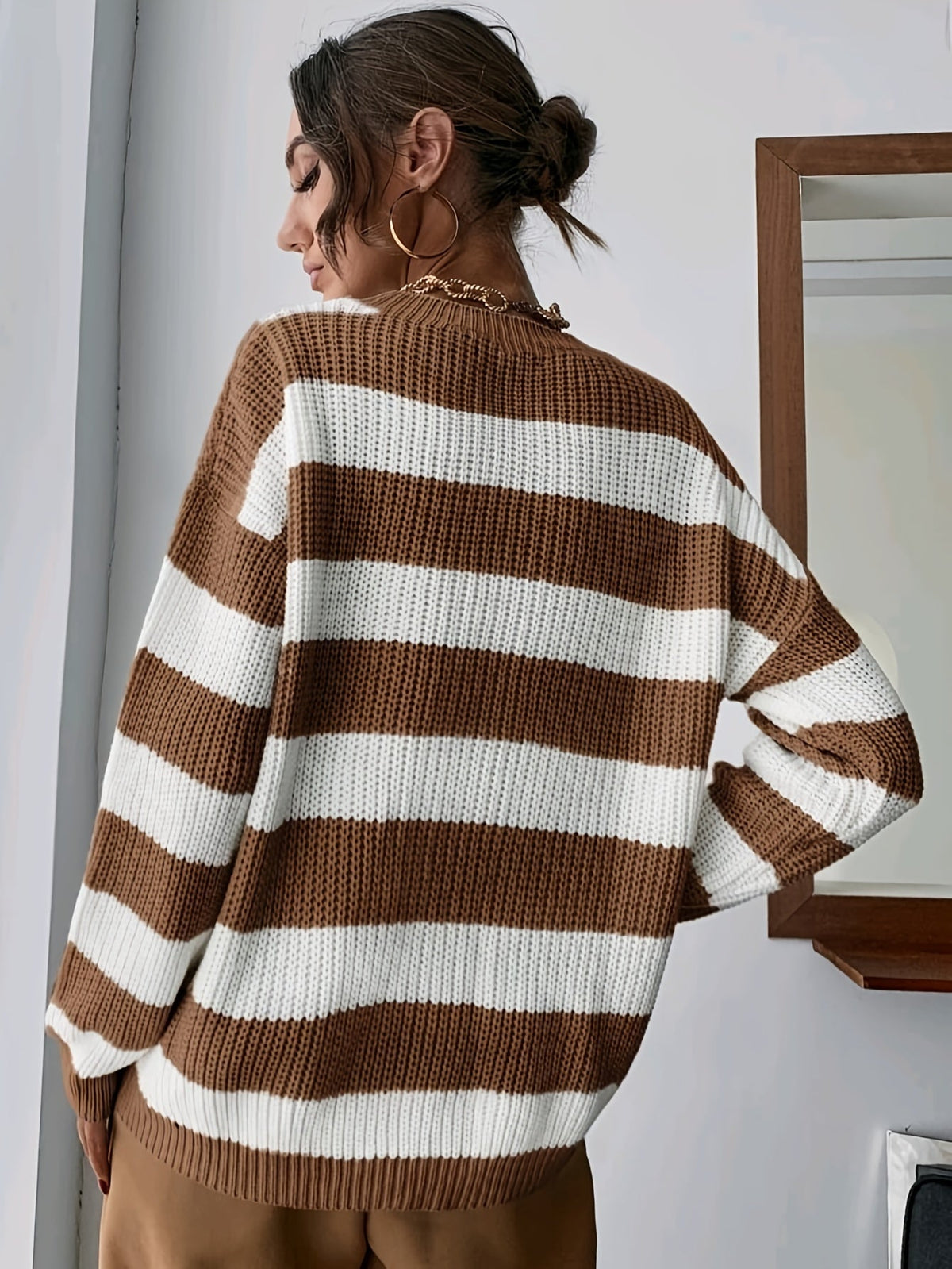 Maglione rigato donna rilassato - Morbido e facile