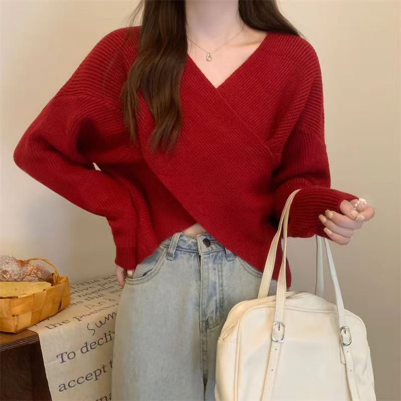 Maglione donna incrociato collo V spalle scoperte - Morbido e moderno