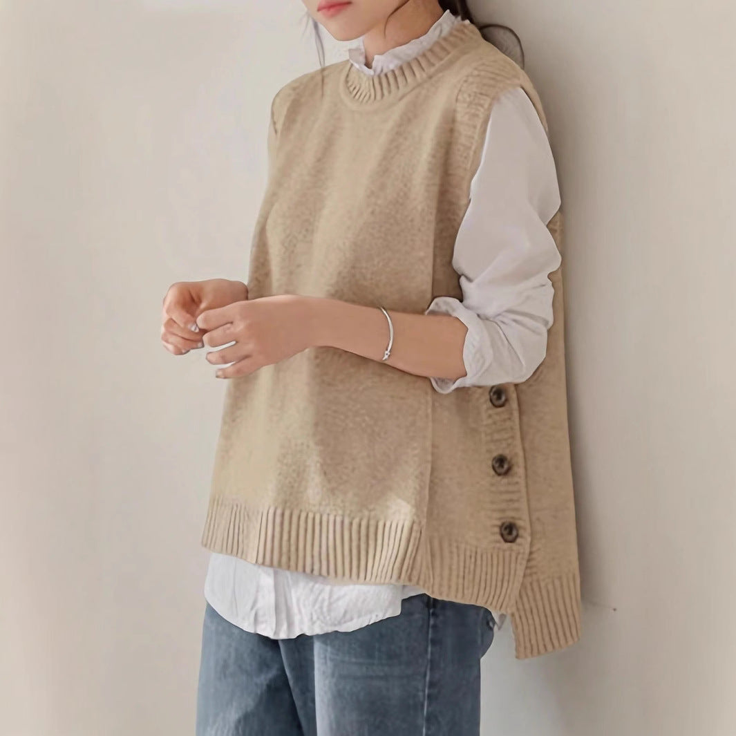 Gilet Donna in Maglia Senza Maniche – Stile Vintage Morbido da Sovrapporre
