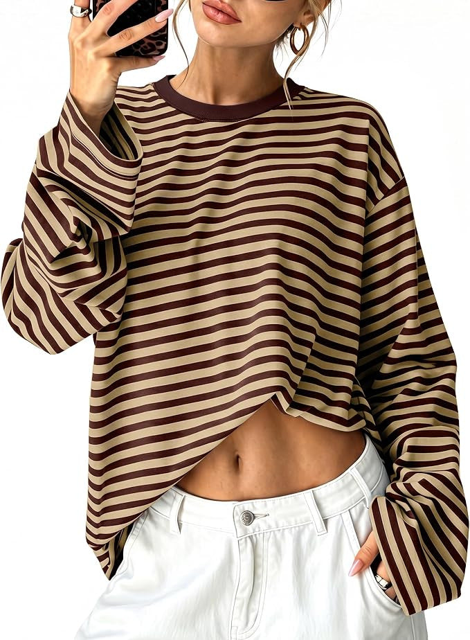 T-shirt da donna a righe color-block in stile rétro – Casual e vintage