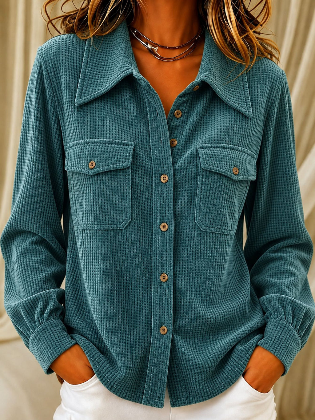 Damebluse i polyester - Let og farverig