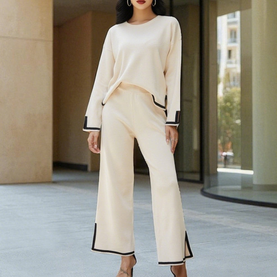 Ensemble pour femme avec top fluide et pantalon large - Élégant et léger