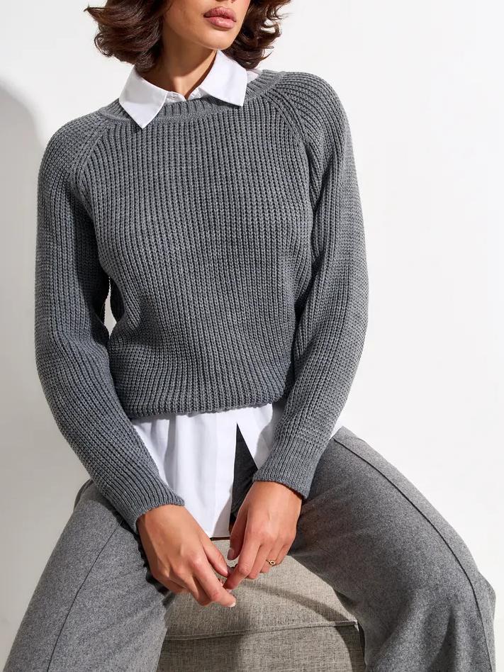 Maglione donna in maglia spessa tinta unita - Caldo morbido e versatile