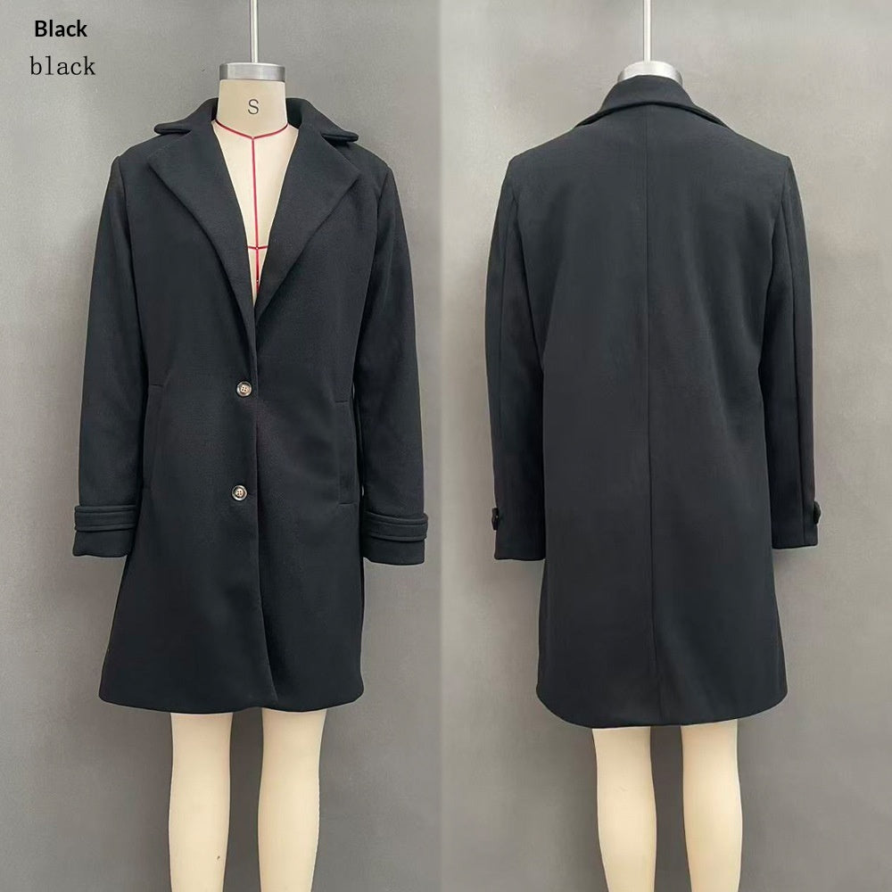 Midi-frakke til kvinder med revers – Retro og chic