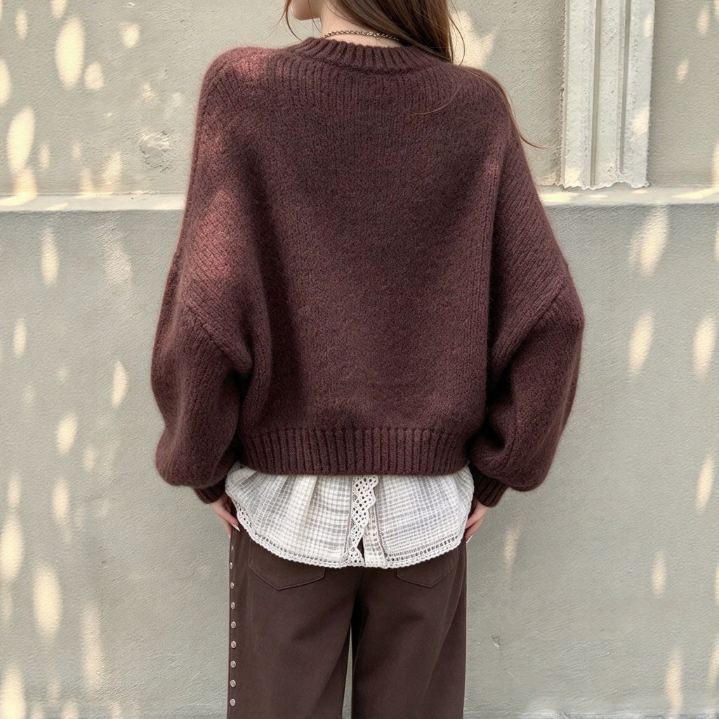 Pull rétro femme à manches lanternes - Doux et féminin