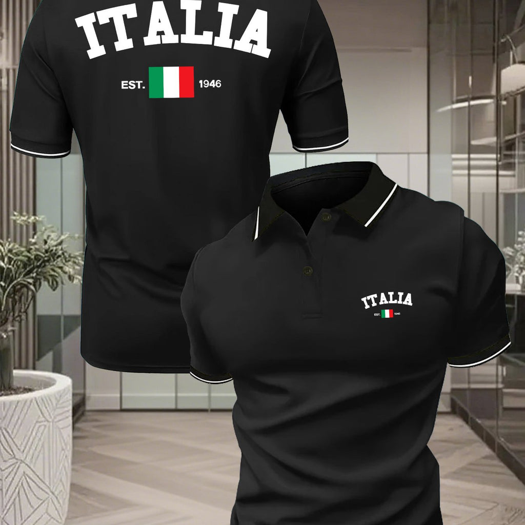 Polo uomo a maniche corte con stampa italiana - Traspirante e versatile