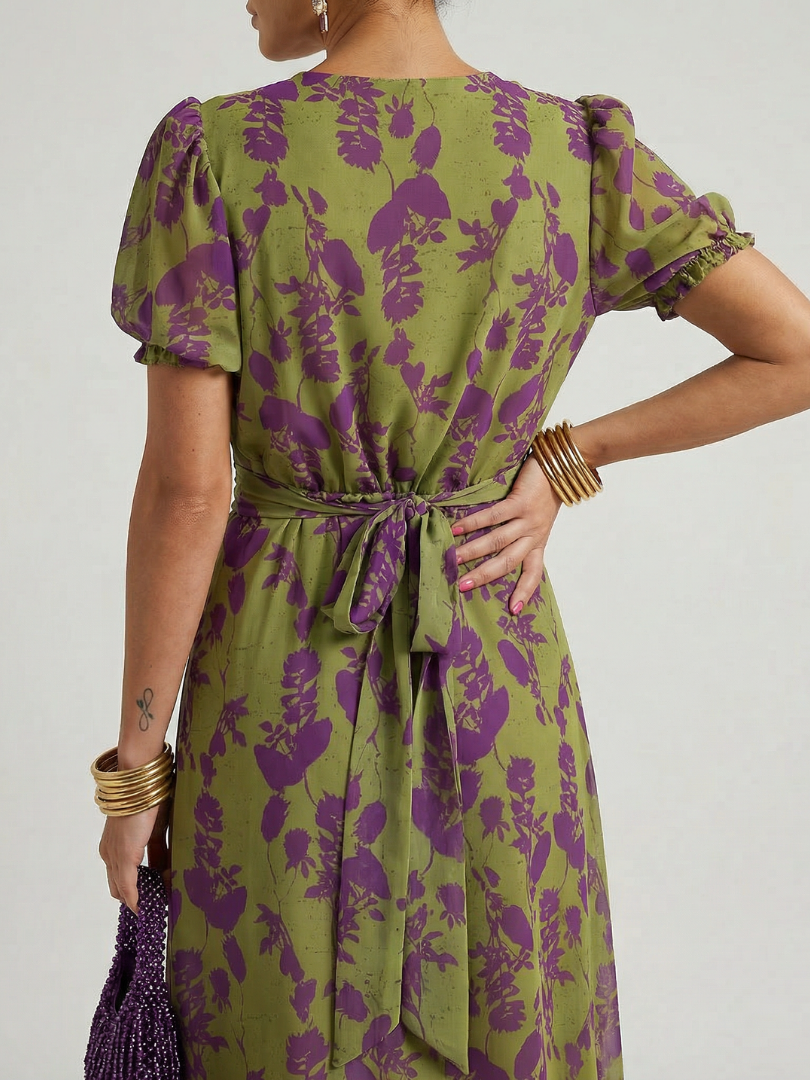 Abito midi floreale da donna a linea fluida - Casual ed elegante