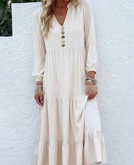 Abito Midi da Donna a Maniche Lunghe con Collo Tondo – Elegante e Valorizzante