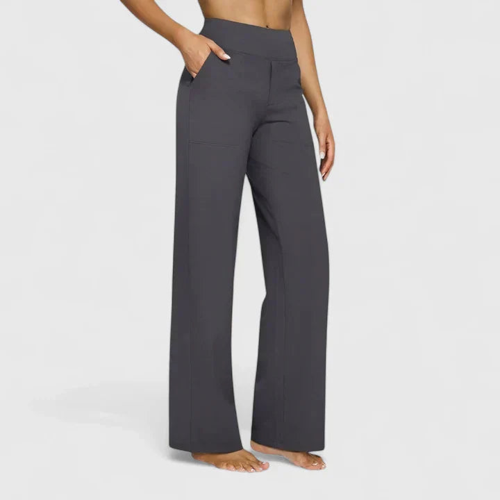 Pantaloni dritti a vita alta da donna – Vestibilità comoda e rilassata
