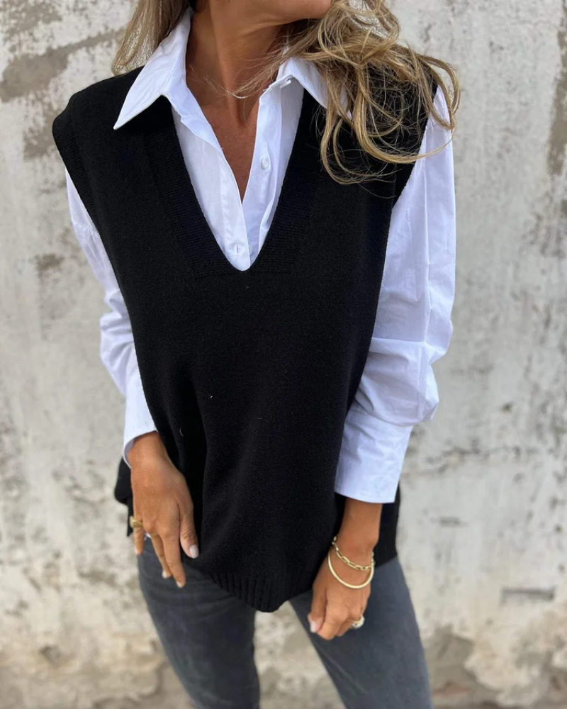 Gilet Maglia con Scollo a V da Donna - Comodo e Casual