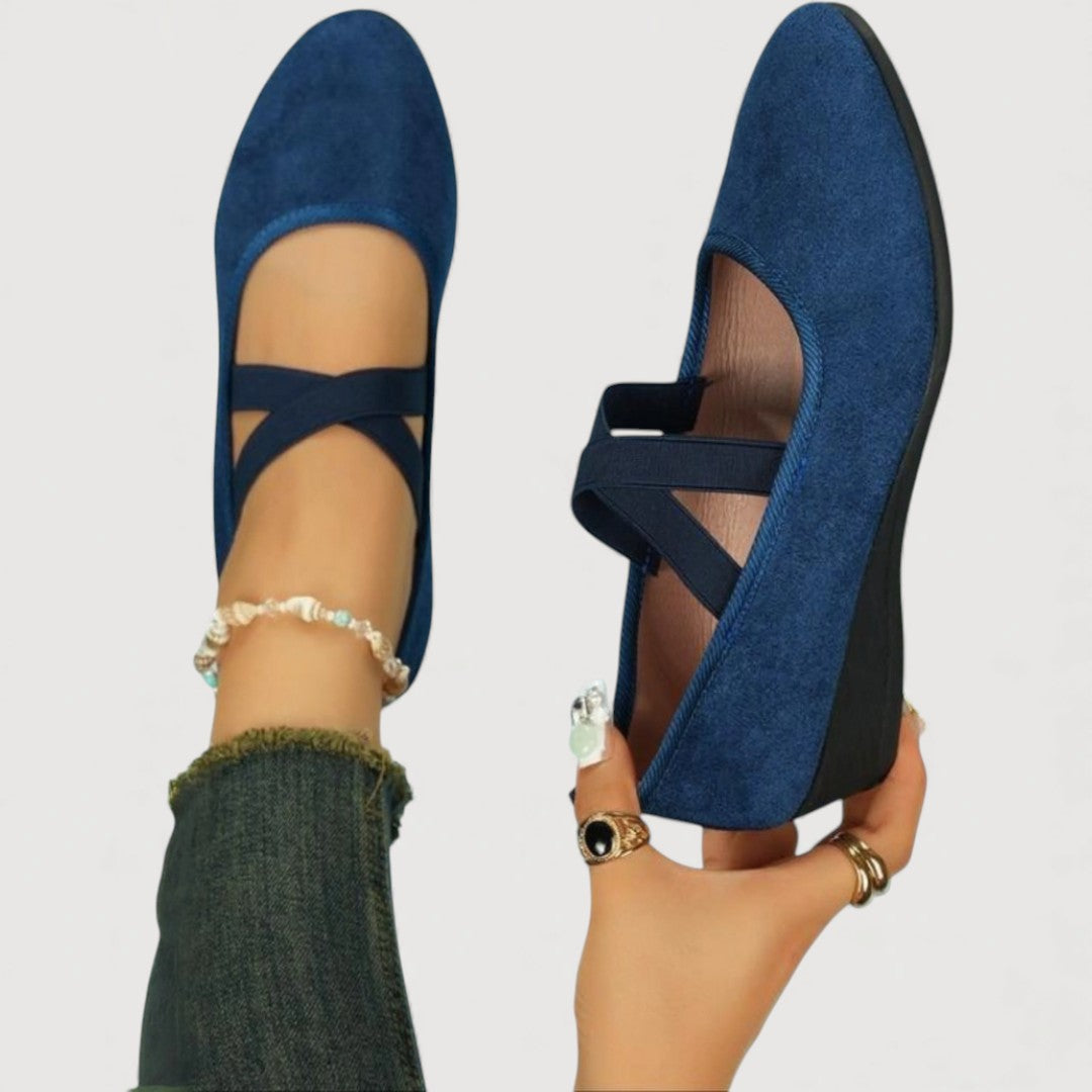 Ballerine con zeppa da donna – Comode con fasce incrociate
