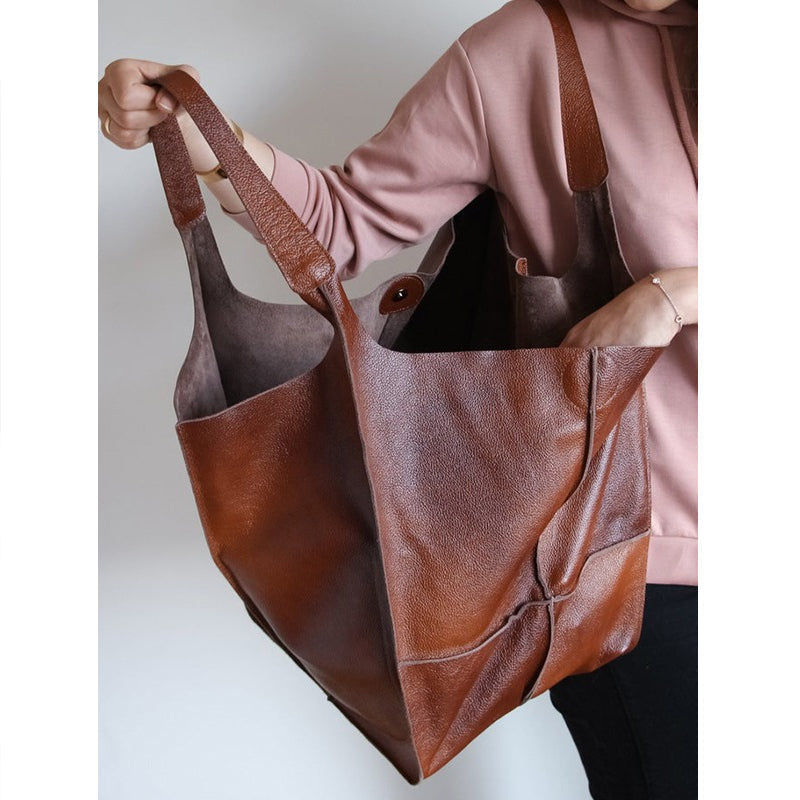 Premium oversized vintage leather women's bag - Spacious