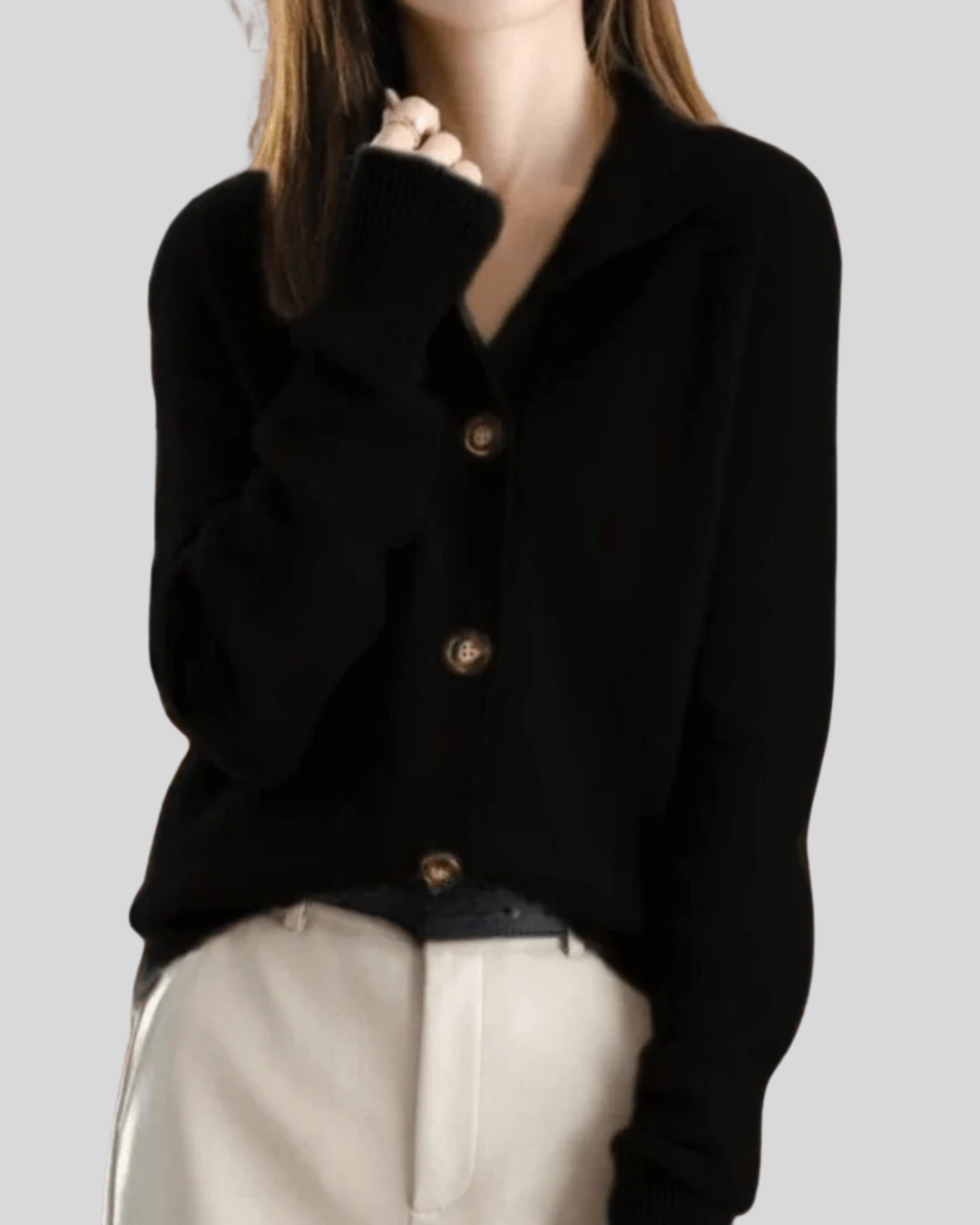Cardigan da donna in misto lana – Maglia morbida con scollo a V e bottoni sul davanti