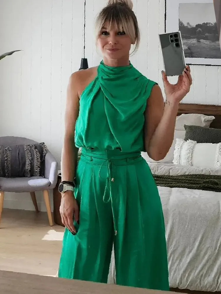 Completo estivo donna crop top + palazzo – coordinato chic da cerimonia