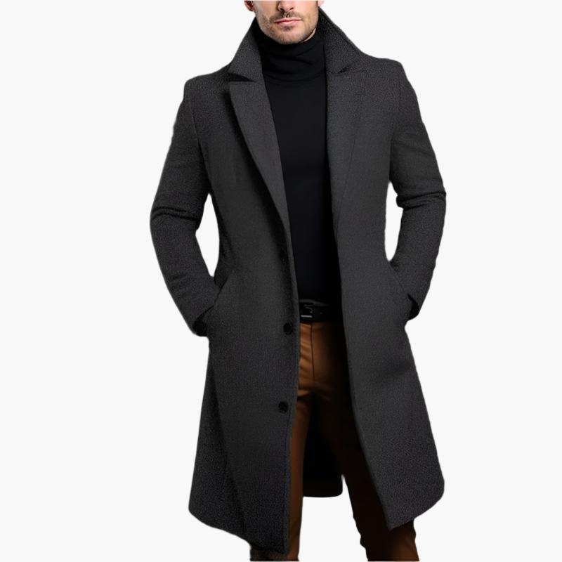 Cappotto classico monopetto da uomo in misto lana – Elegante trench invernale