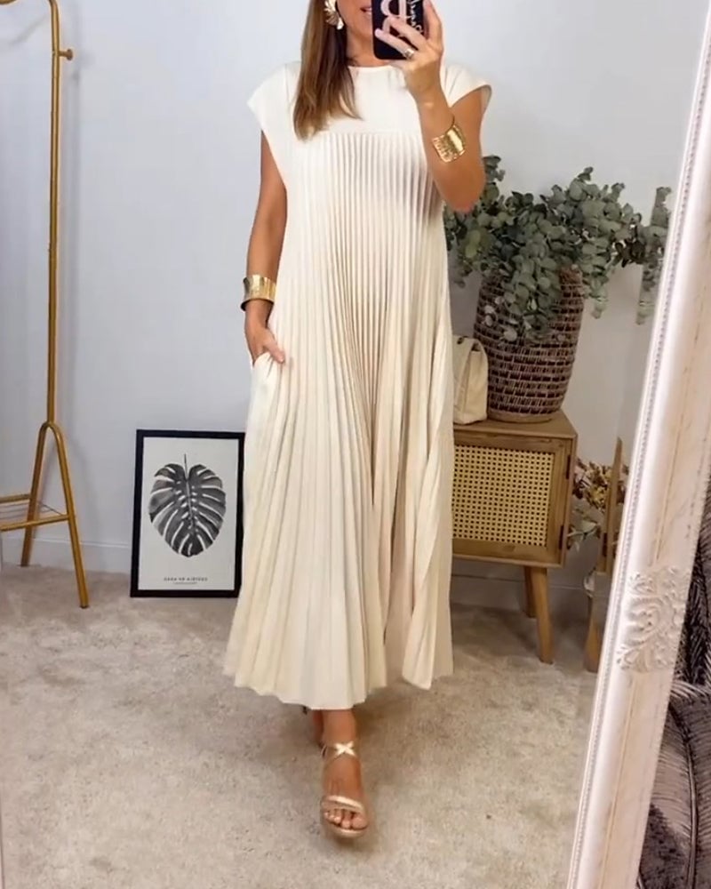 Abito maxi plissettato elegante da donna – Fluido e raffinato