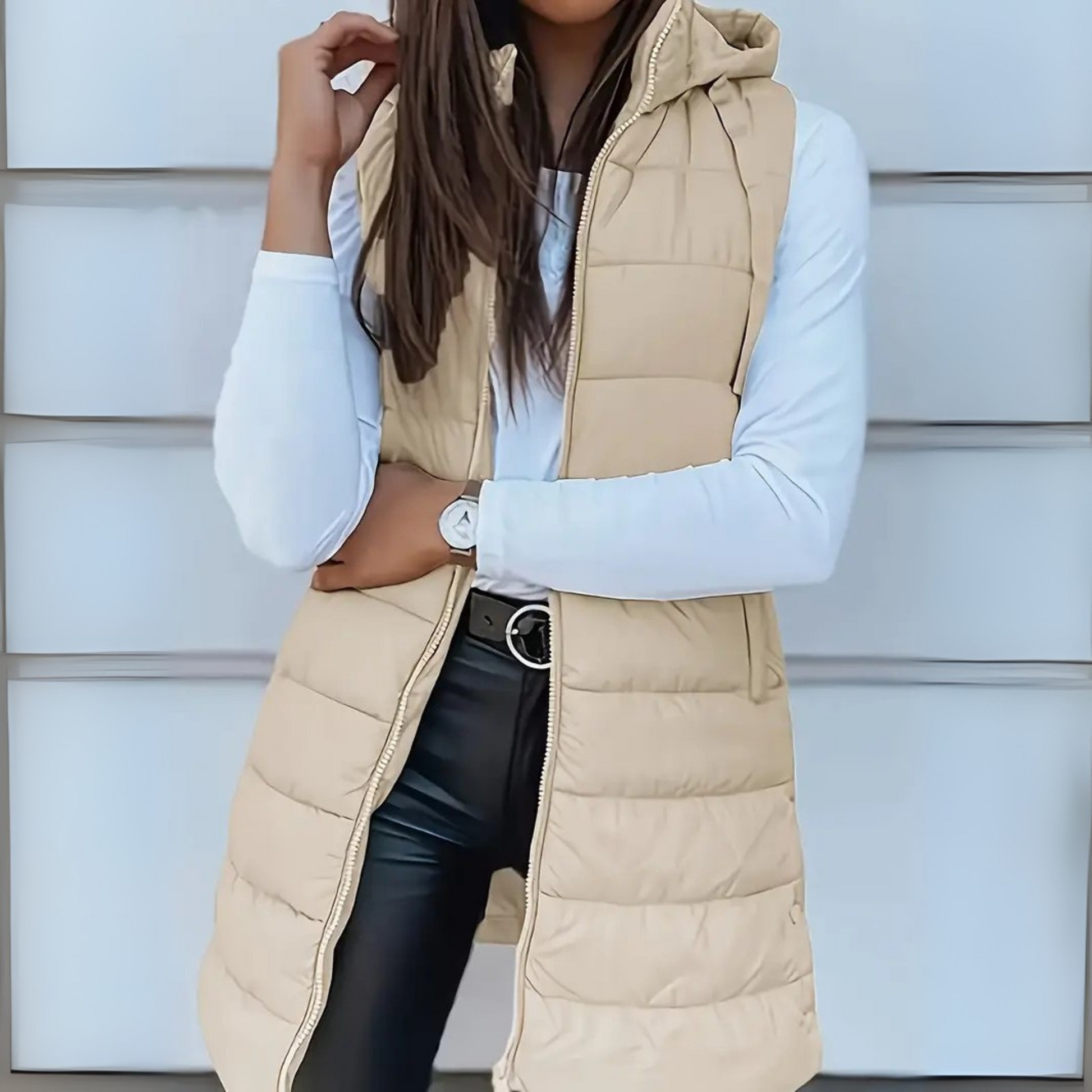 Gilet piumino lungo donna con cappuccio – Smanicato imbottito leggero per autunno e inverno