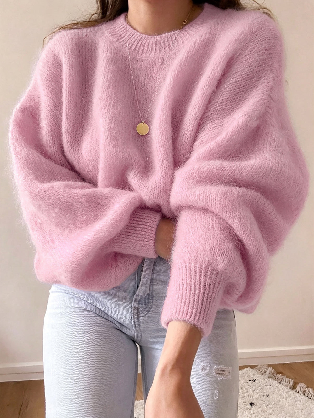 Pull femme à col rond ample - Doux et confortable
