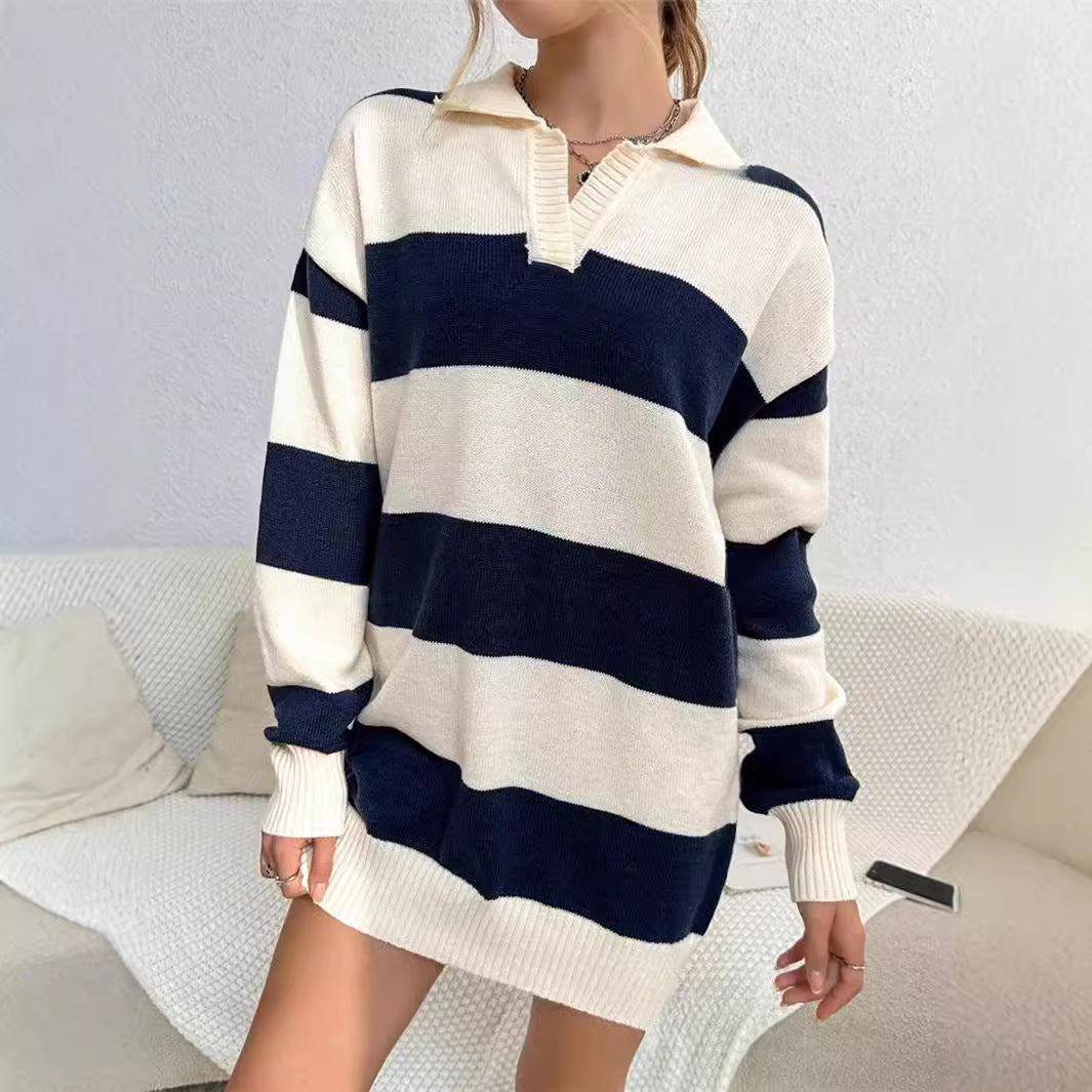 Abito maglione donna a righe - Morbido e casual