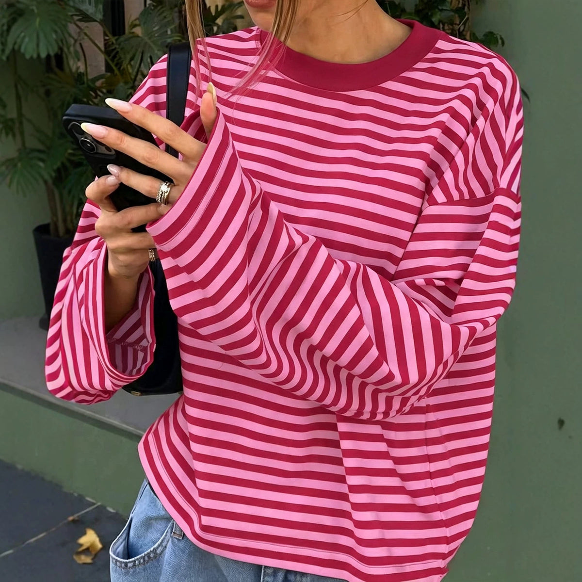 T-shirt femme à col rond color block - Doux et polyvalent