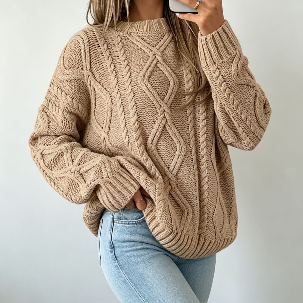Rummelig sweater til kvinder med rund hals - Blød og afslappet