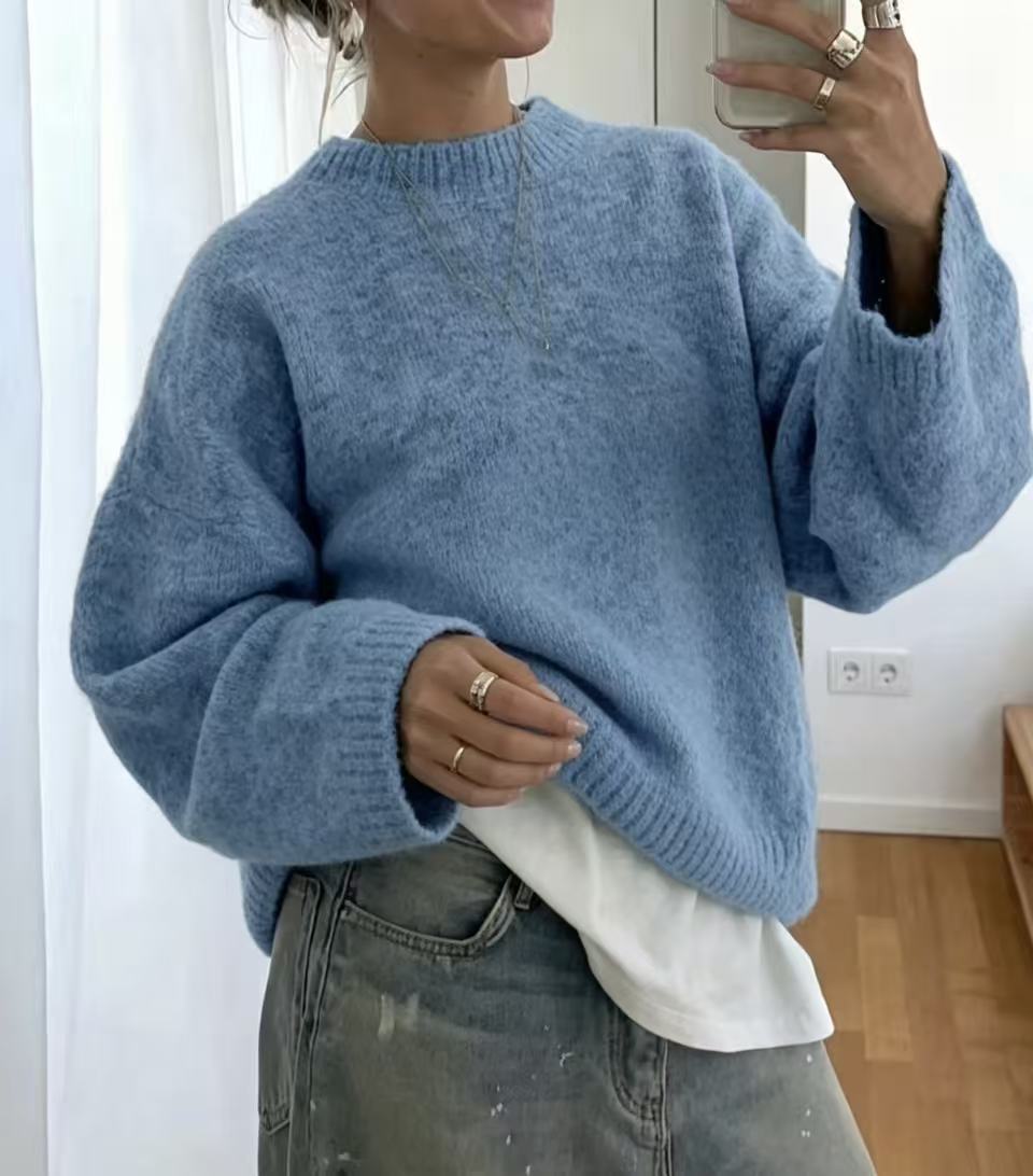 Maglione donna ampio tinta unita in maglia - Morbido e facile da indossare