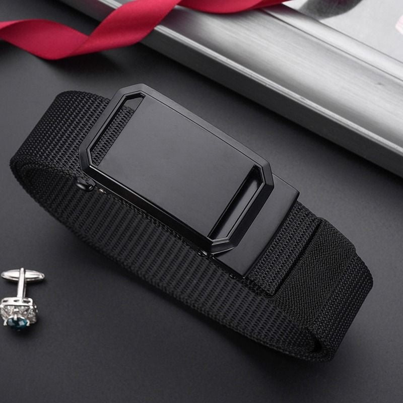 Cintura da uomo in tela di nylon resistente – Fibbia automatica senza denti, stile outdoor