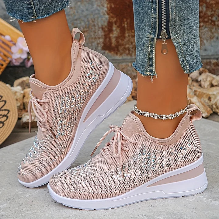 Sneakers Ortopediche Donna con Supporto Arco Plantare e Strass – Comode e Leggere