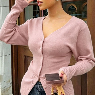 Top in maglia donna collo V - Aderente e morbido