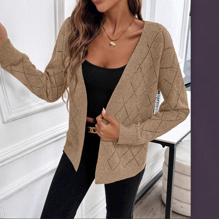 Cardigan donna traforato a maniche lunghe - Leggero ed elegante